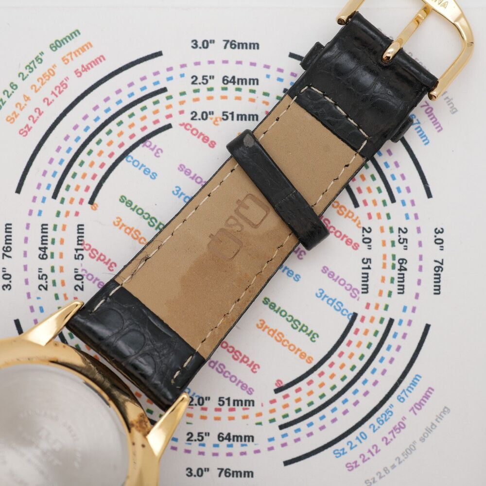 Q&Q Quartz Mens Watch 42mm Gold Tone Black Dial Leather Strap New Battery - Picture 7 of 8